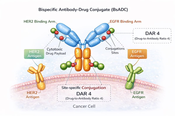 BsADC targeting HER2 and EGFR with site-specific drug conjugation